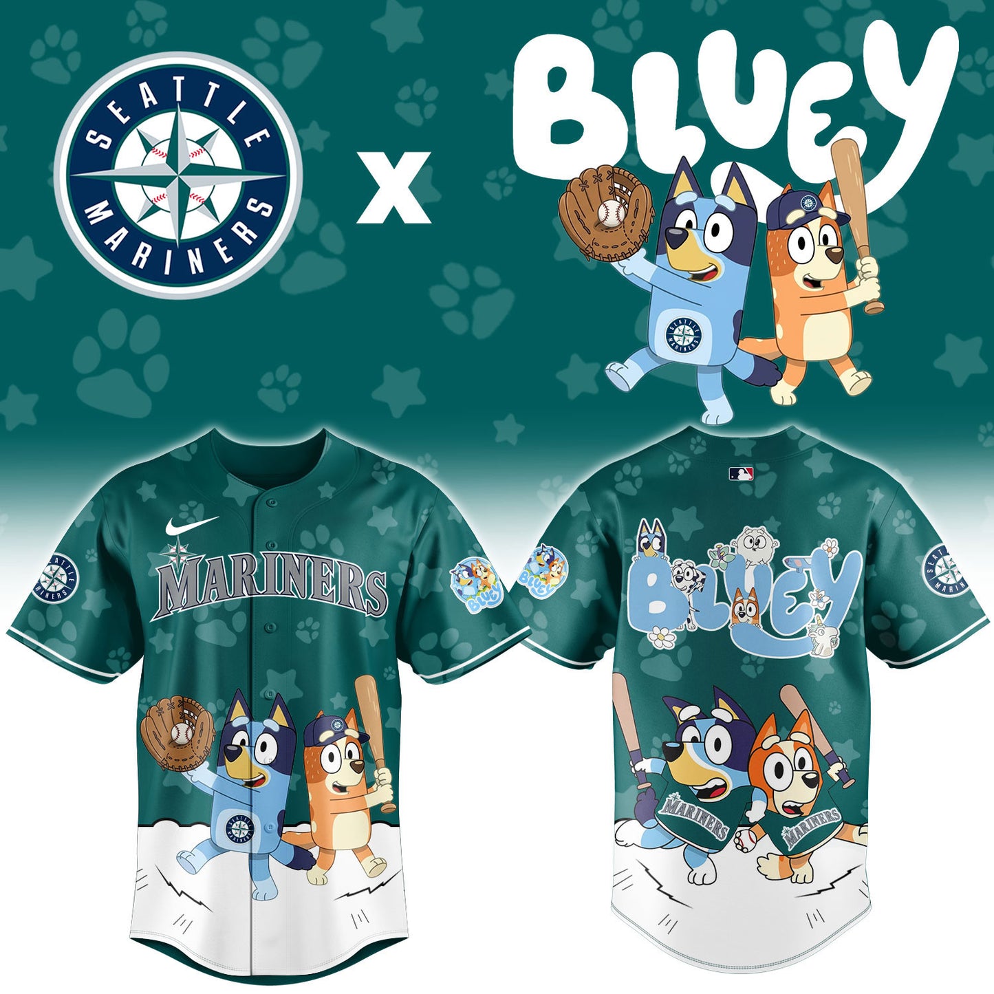 Seattle Mariners Bluey Night Game Limited Baseball Jersey