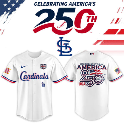 St. Louis Cardinals USA 250th Anniversary Baseball Jersey And Cap
