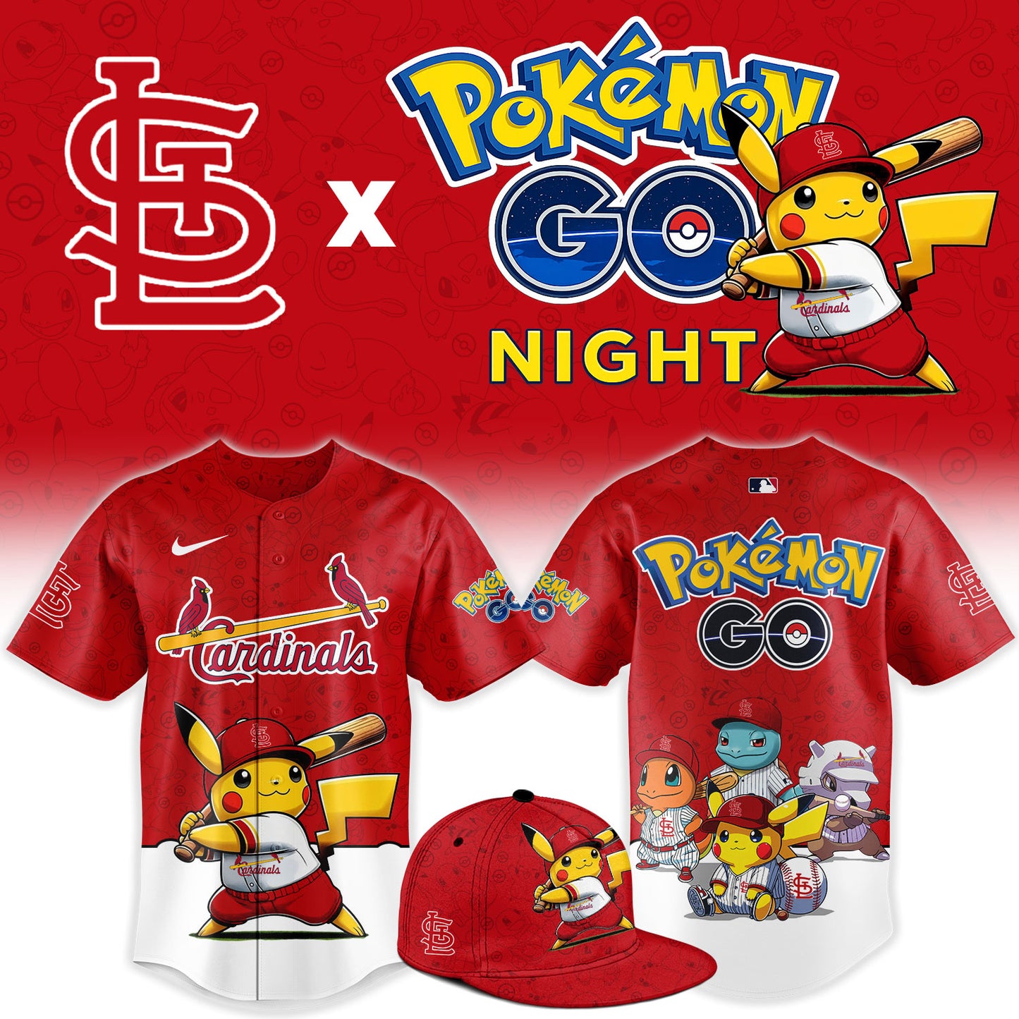 St. Louis Cardinals Pokemon GO Night Limited Baseball Jersey