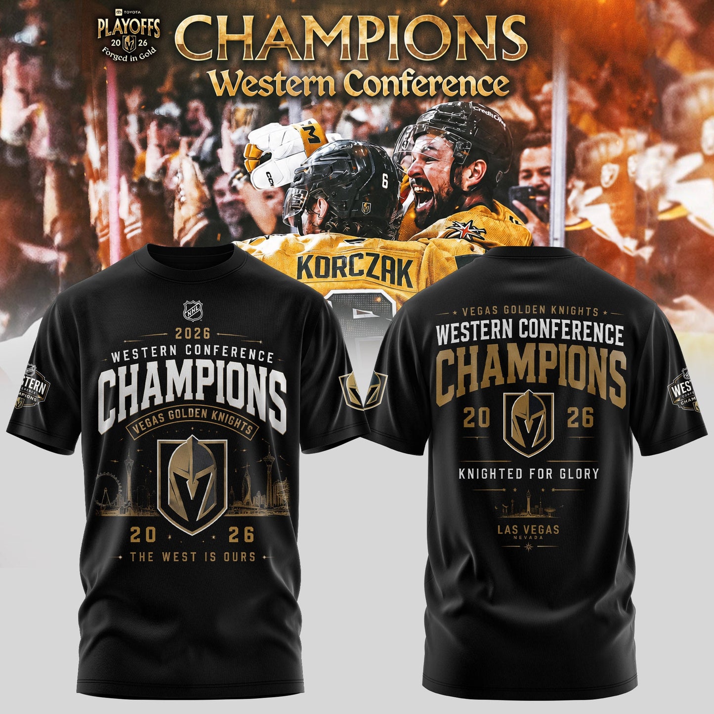 2026 Western Conference Champions Celebration T-Shirt - Vegas Golden Knights Souvenir Apparel