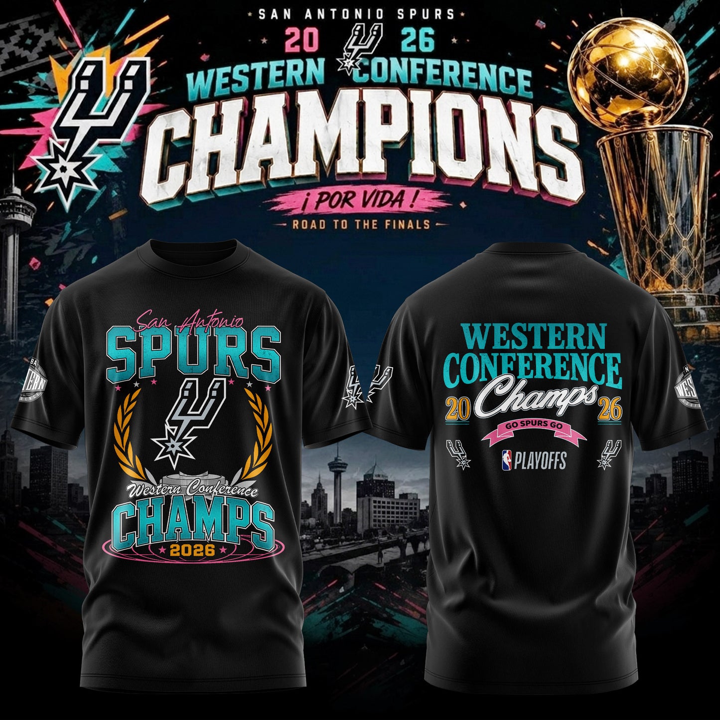 San Antonio Spurs - 2026 Western Conference Champions Tshirt | FM35