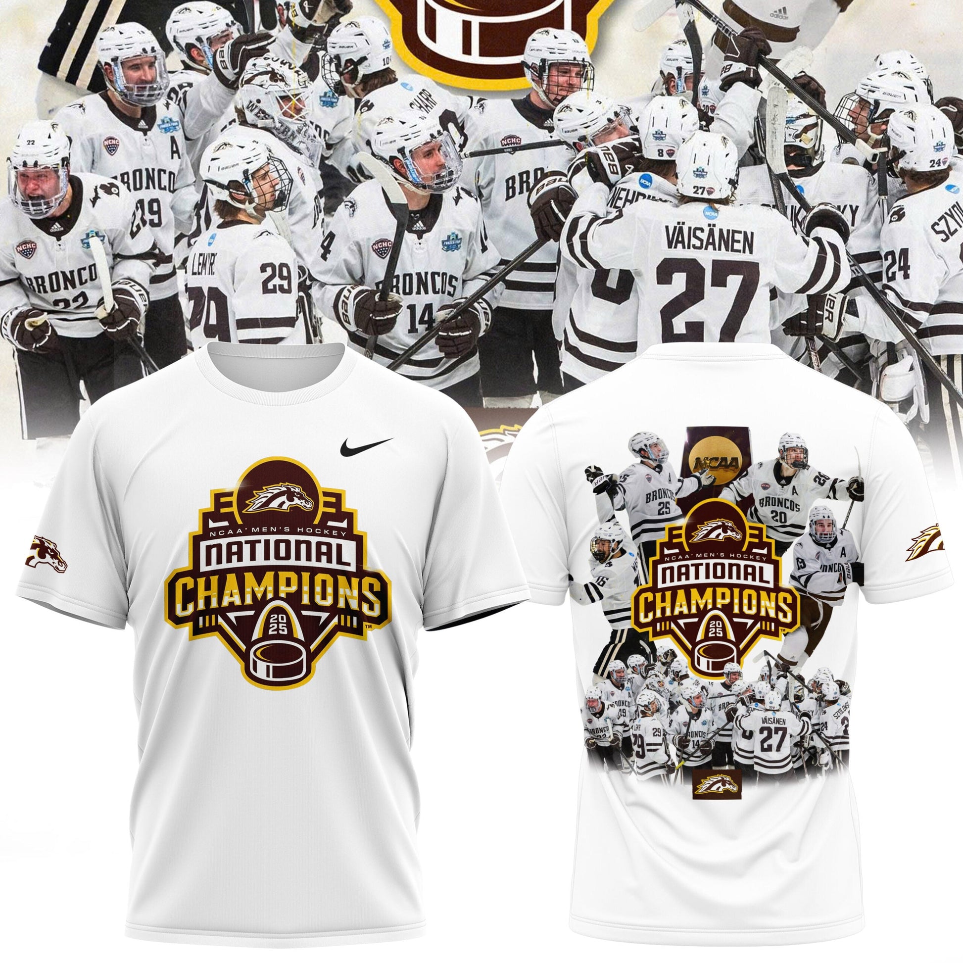 Western Michigan Broncos Men’s Ice Hockey National Champions 2025 T-Shirt