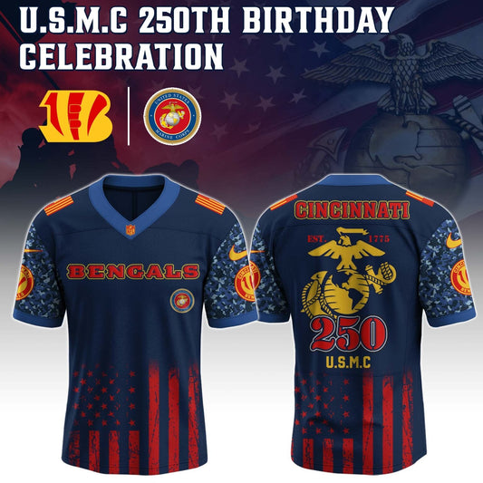 Cincinnati Bengals x U.S.M.C 250TH Birthday Special Edition Jersey - Tycheco