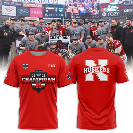 2025 Nebraska Cornhuskers Premium Merch - Nebraska Football Pinstripe Bowl Limited T-Shirt