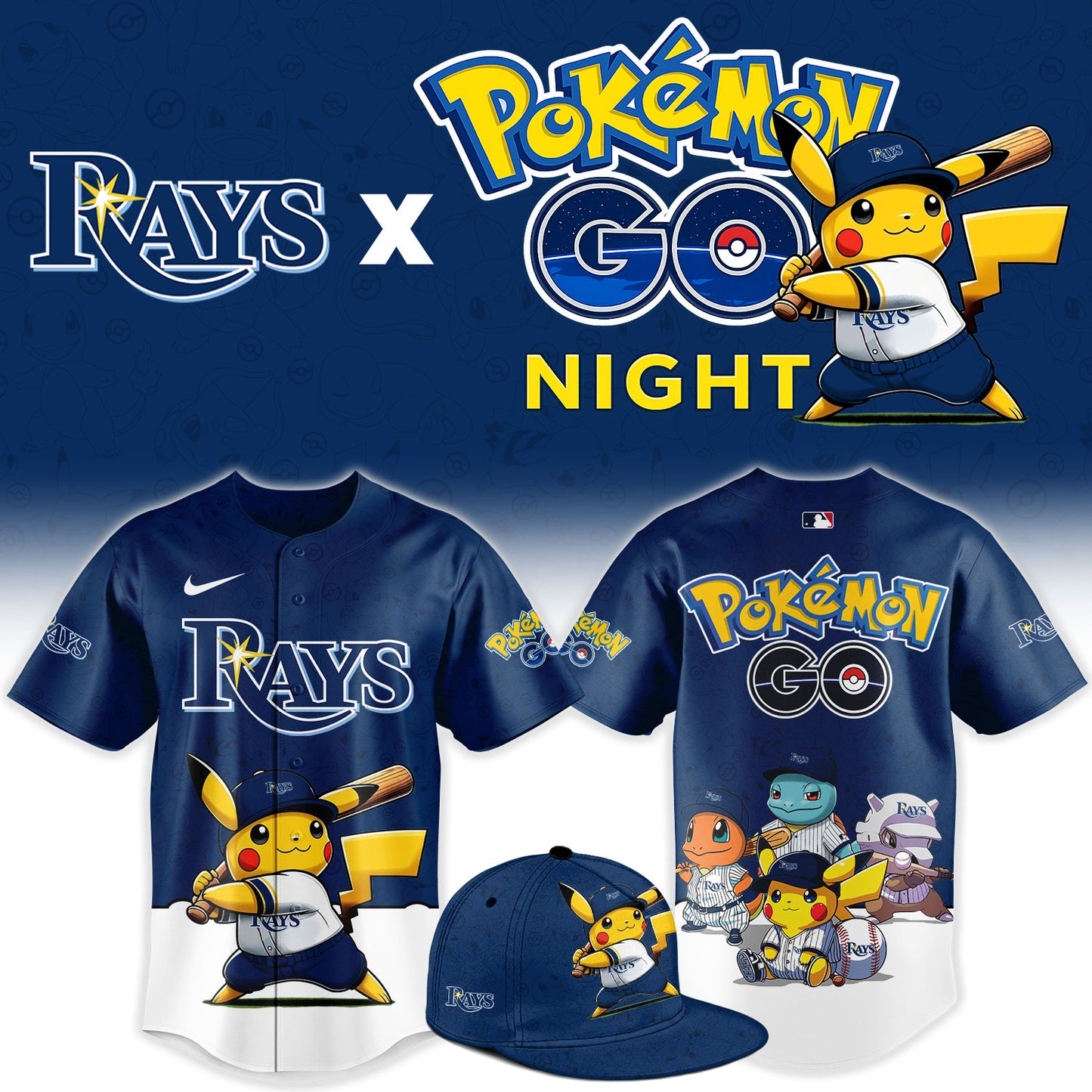 Tampa Bay Rays Pokemon GO Night Limited Baseball Jersey