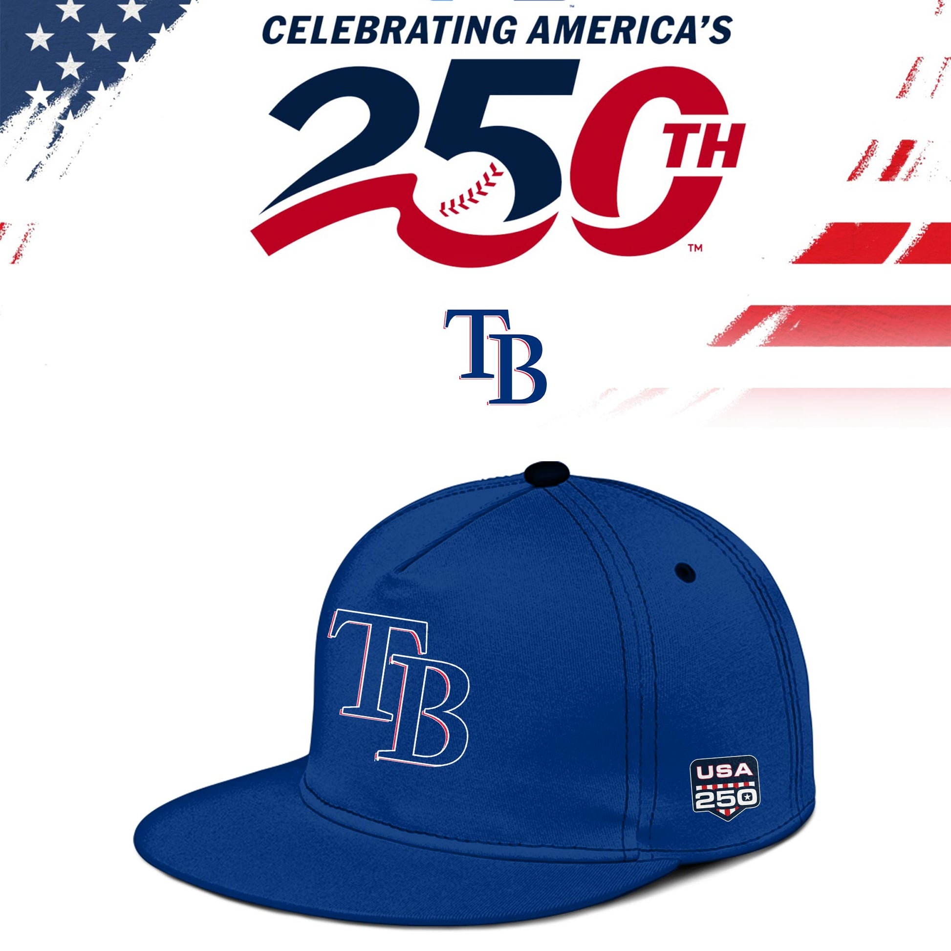 Tampa Bay Rays USA 250th Anniversary Baseball Jersey And Cap