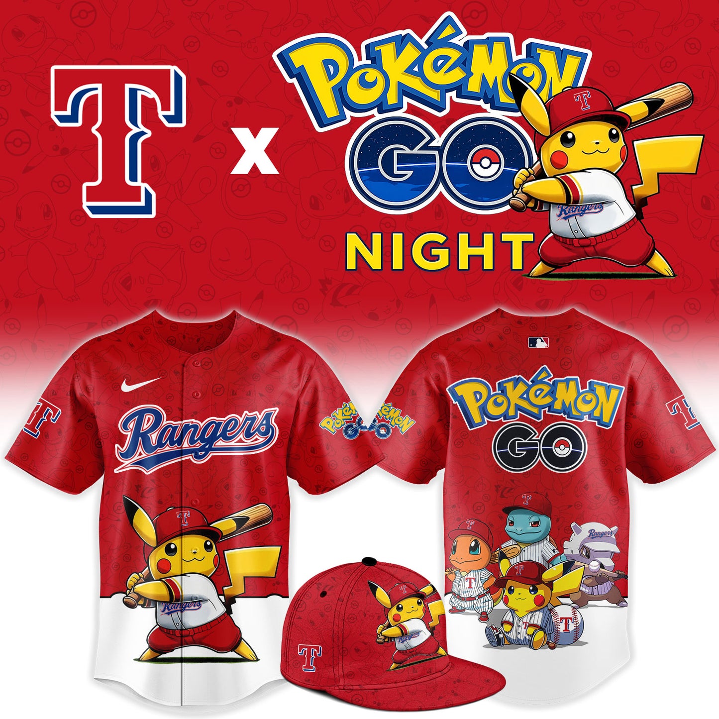 Texas Rangers Pokemon GO Night Limited Baseball Jersey