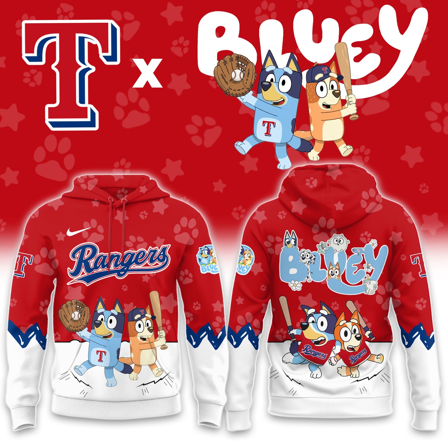 Texas Rangers Bluey Night Game Limited Hoodie