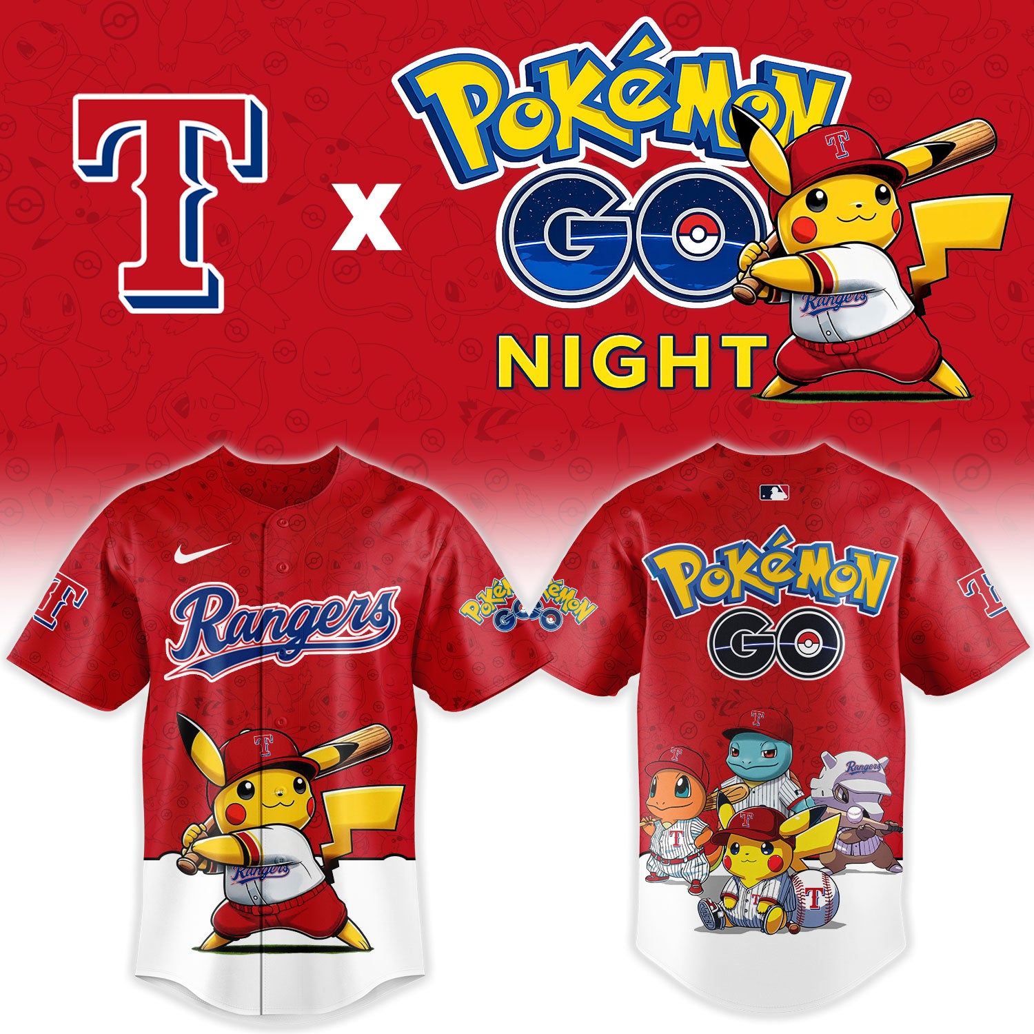Texas Rangers Pokemon GO Night Limited Baseball Jersey