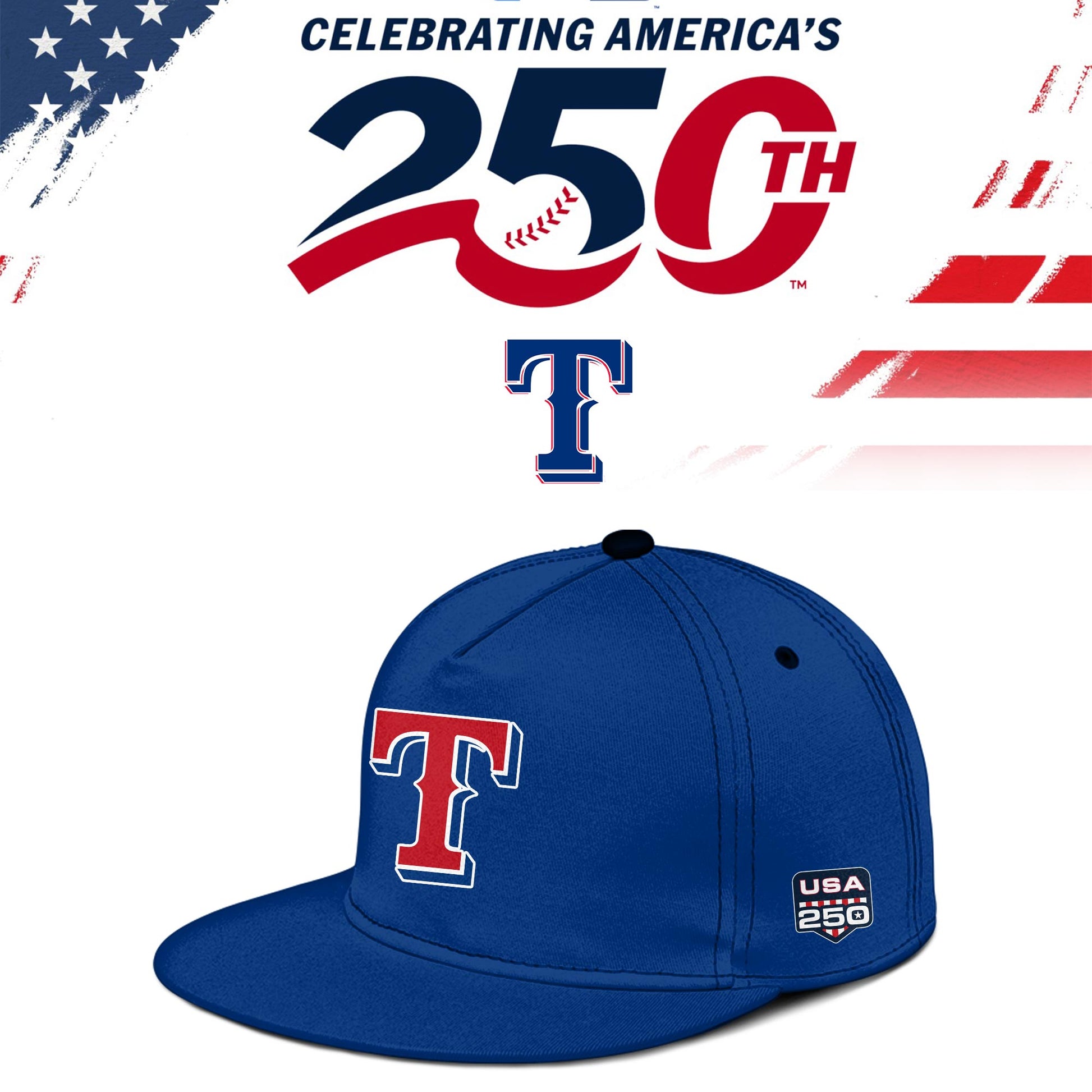 Texas Rangers USA 250th Anniversary Baseball Jersey And Cap