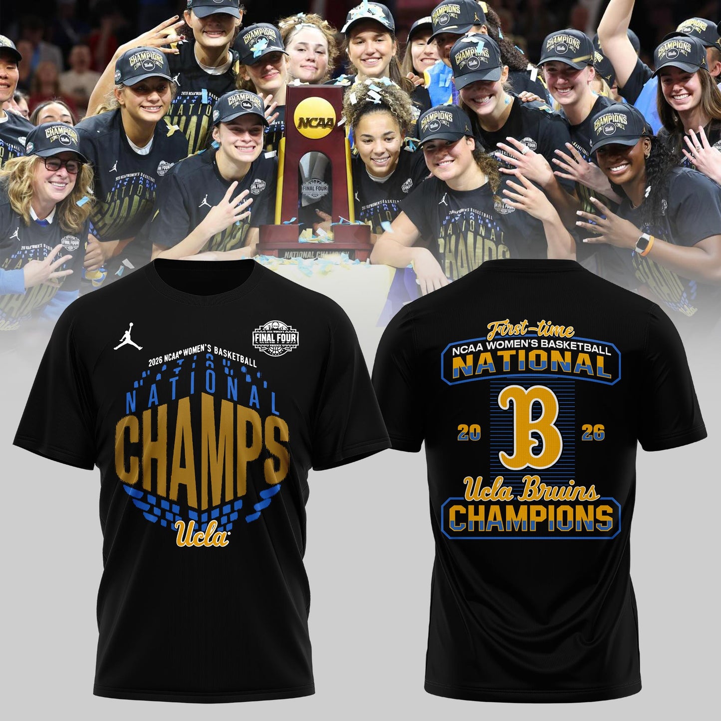 UCLA Basketball 2026 WBB National Champions 👑🏀 Champions T-Shirt Black