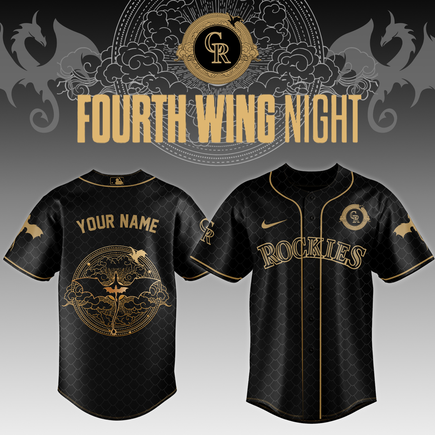 MLB ALL TEAMS x Fourth Wing Night Jersey (Custom Name) | ED50