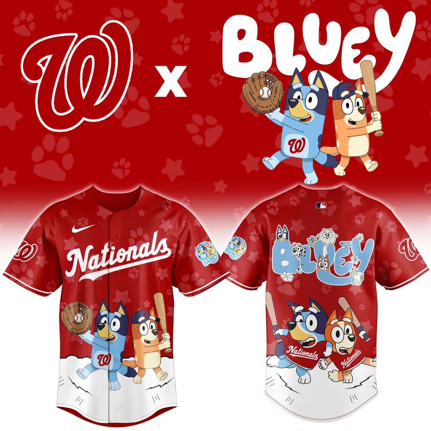 Washington Nationals Bluey Night Game Limited Baseball Jersey