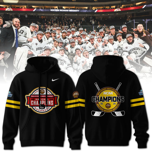 Western Michigan Broncos Men’s Ice Hockey National Champions 2025 Hoodie
