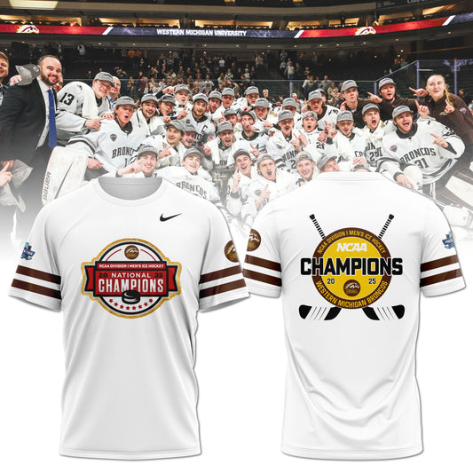 Western Michigan Broncos Men’s Ice Hockey National Champions 2025 T-Shirt