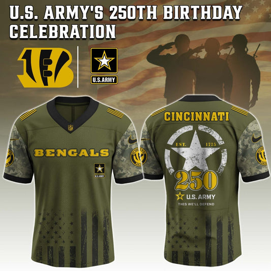 Cincinnati Bengals x U.S. ARMY'S 250TH Birthday Special Edition Jersey - Tycheco