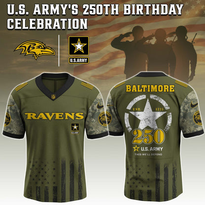 Baltimore Ravens x U.S. ARMY'S 250TH Birthday Special Edition Jersey - Tycheco