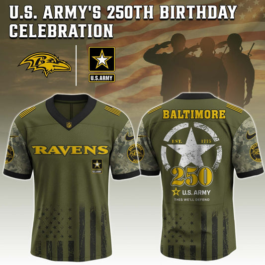 Baltimore Ravens x U.S. ARMY'S 250TH Birthday Special Edition Jersey - Tycheco