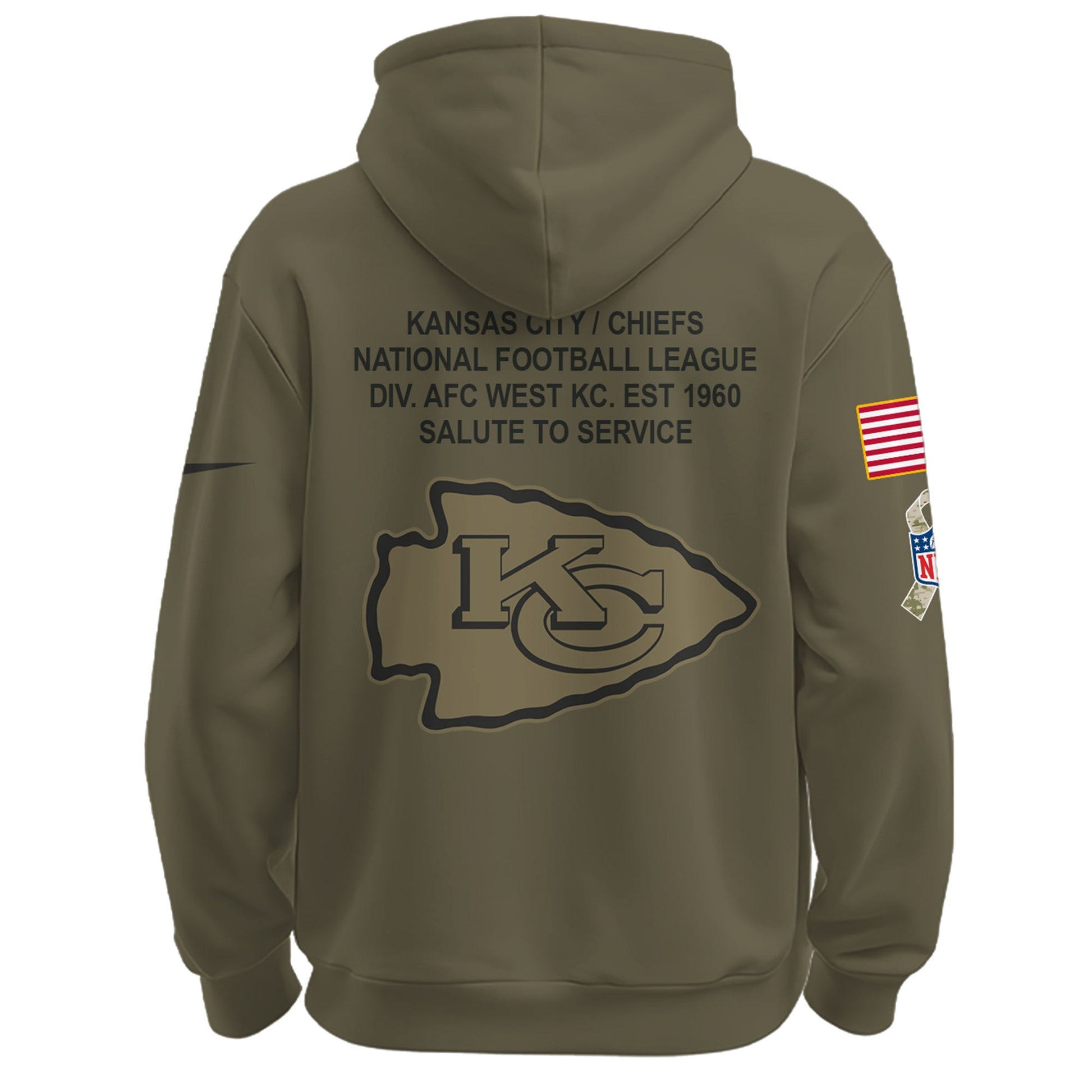 Kansas City Chiefs Olive 2025 Salute to Service Hoodie