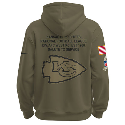 Kansas City Chiefs Olive 2025 Salute to Service Hoodie