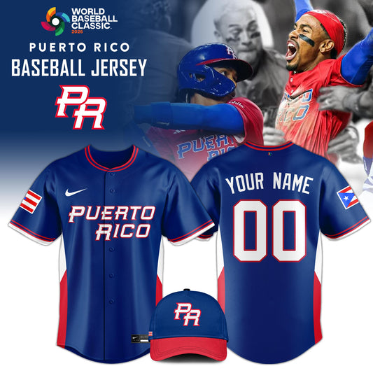 Puerto Rico Baseball Jersey 2026 World Baseball Classic Jersey Blue - Custom Name and Number