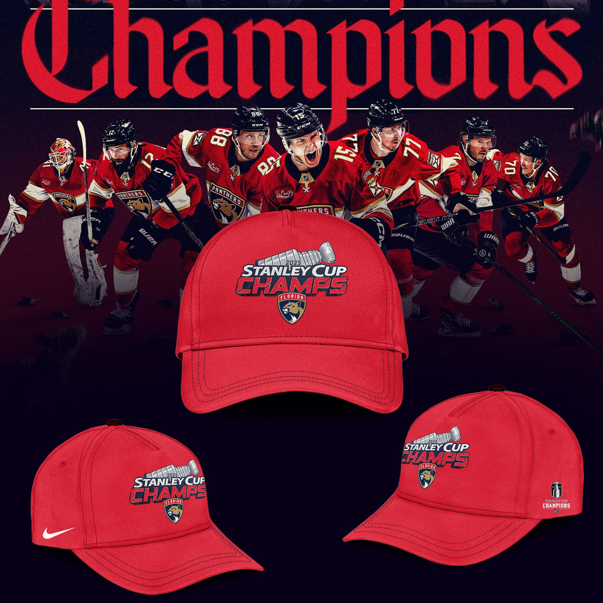 Florida Panthers Back To Back Champions Stanley Cup Half Zip Hoodie 2025