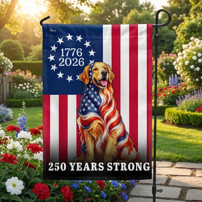 Dog American Flag, 250 Years Strong Golden Retriever US Flag