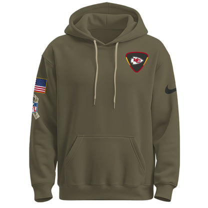 Kansas City Chiefs Olive 2025 Salute to Service Hoodie