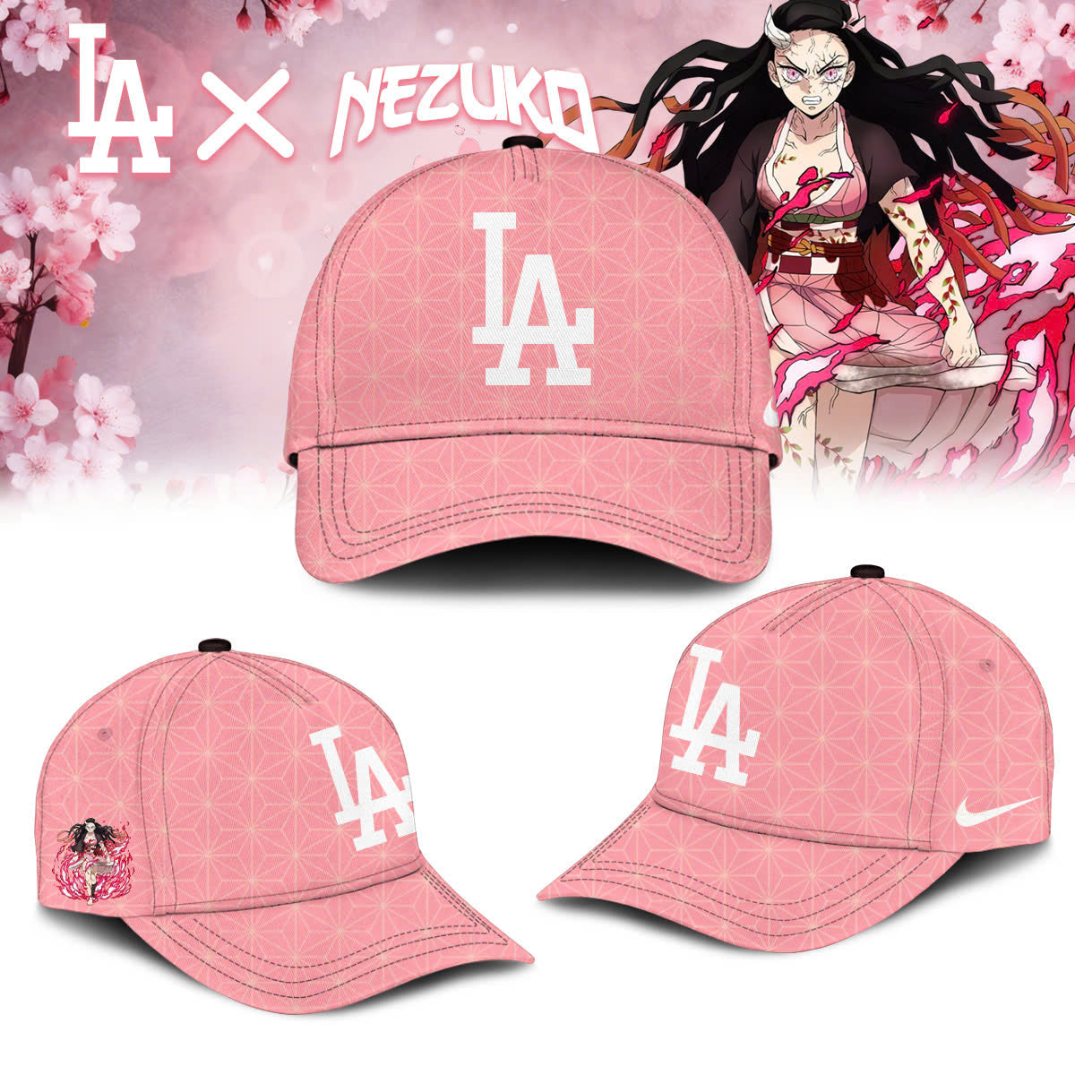 LA Dodgers vs Demon Slayer Kamado Nezuko Baseball Jersey