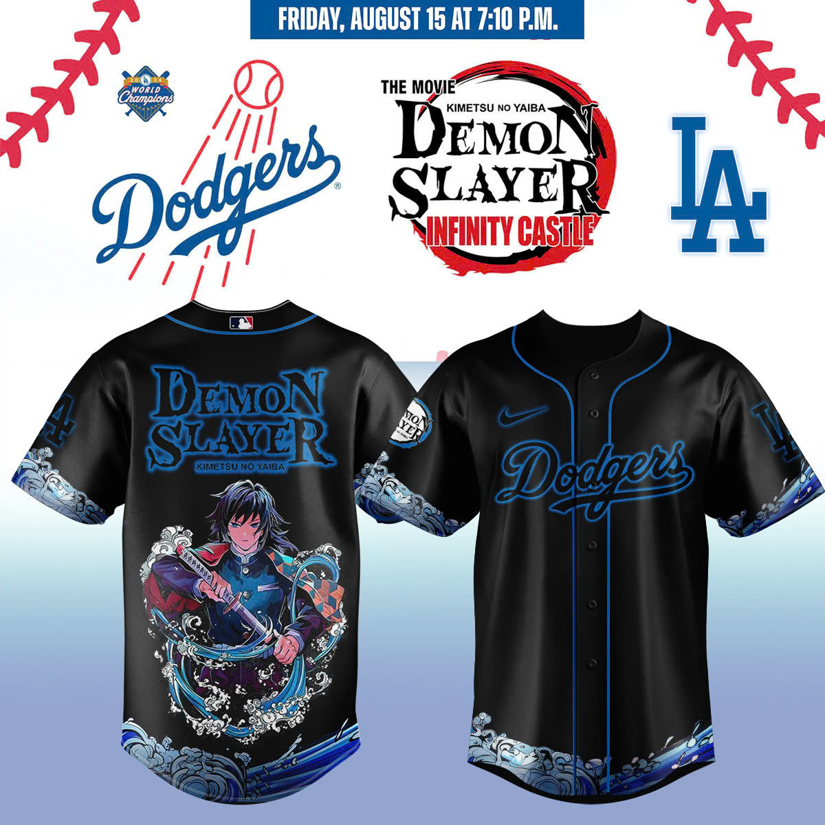 Los Angeles Dodgersvs Demon Slayer Baseball Jersey