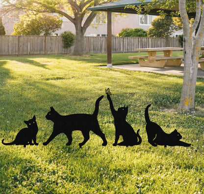 4 Set Pet Grave Markers Sign, Cat Memorial Stake Sign, Metal Sign With Stake