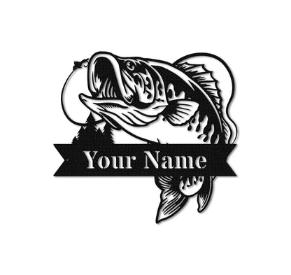 Custom Fishing Name Sign, Cabin Sign, Personalized Fish Wall Art, Fishing Gift for Men