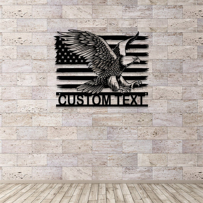 Custom Eagle Metal Sign with LED Lights,American Flag Eagle Metal Wall Art,American Eagle Wall Decor,Personalized USA Eagle Sign,Birds Sign