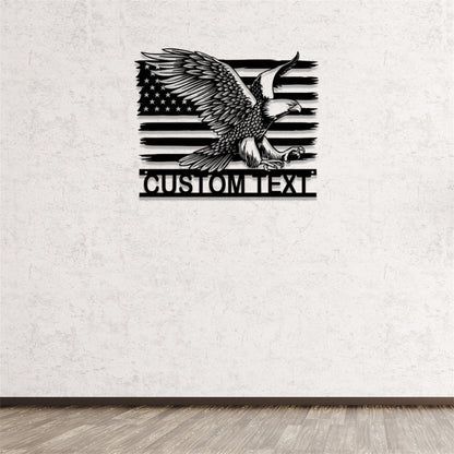Custom Eagle Metal Sign with LED Lights,American Flag Eagle Metal Wall Art,American Eagle Wall Decor,Personalized USA Eagle Sign,Birds Sign