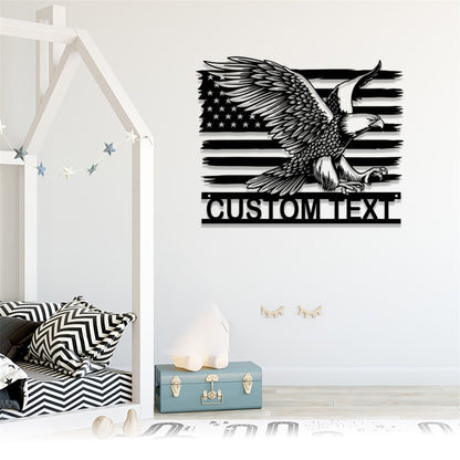 Custom Eagle Metal Sign with LED Lights,American Flag Eagle Metal Wall Art,American Eagle Wall Decor,Personalized USA Eagle Sign,Birds Sign