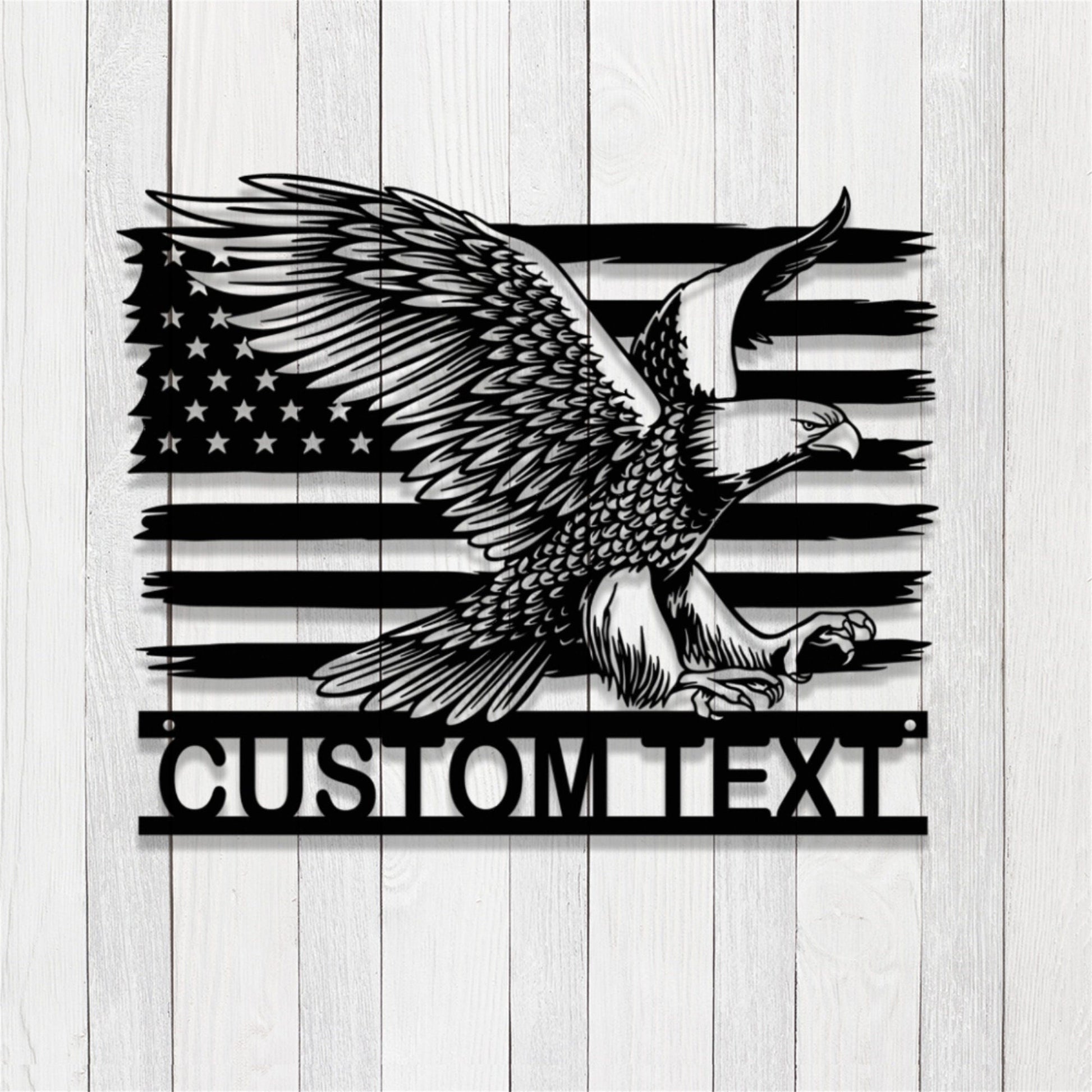 Custom Eagle Metal Sign with LED Lights,American Flag Eagle Metal Wall Art,American Eagle Wall Decor,Personalized USA Eagle Sign,Birds Sign