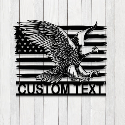 Custom Eagle Metal Sign with LED Lights,American Flag Eagle Metal Wall Art,American Eagle Wall Decor,Personalized USA Eagle Sign,Birds Sign