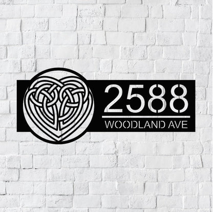 Celtic Cross Heart Metal House Number Sign | Irish Address Sign | Modern Address | Address Sign | Address Numbers | Address Plaque