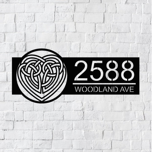 Celtic Cross Heart Metal House Number Sign | Irish Address Sign | Modern Address | Address Sign | Address Numbers | Address Plaque