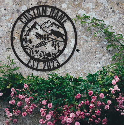 Custom Bird Mountain Sign,Bird Wall Art,Garden Wall Decor,Indoor Decor,Room Decoration,Housewarming Gift,Family Name Sign,Last Name Sign,