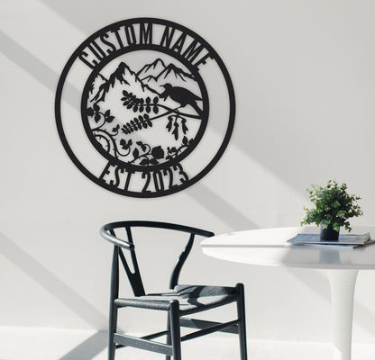 Custom Bird Mountain Sign,Bird Wall Art,Garden Wall Decor,Indoor Decor,Room Decoration,Housewarming Gift,Family Name Sign,Last Name Sign,