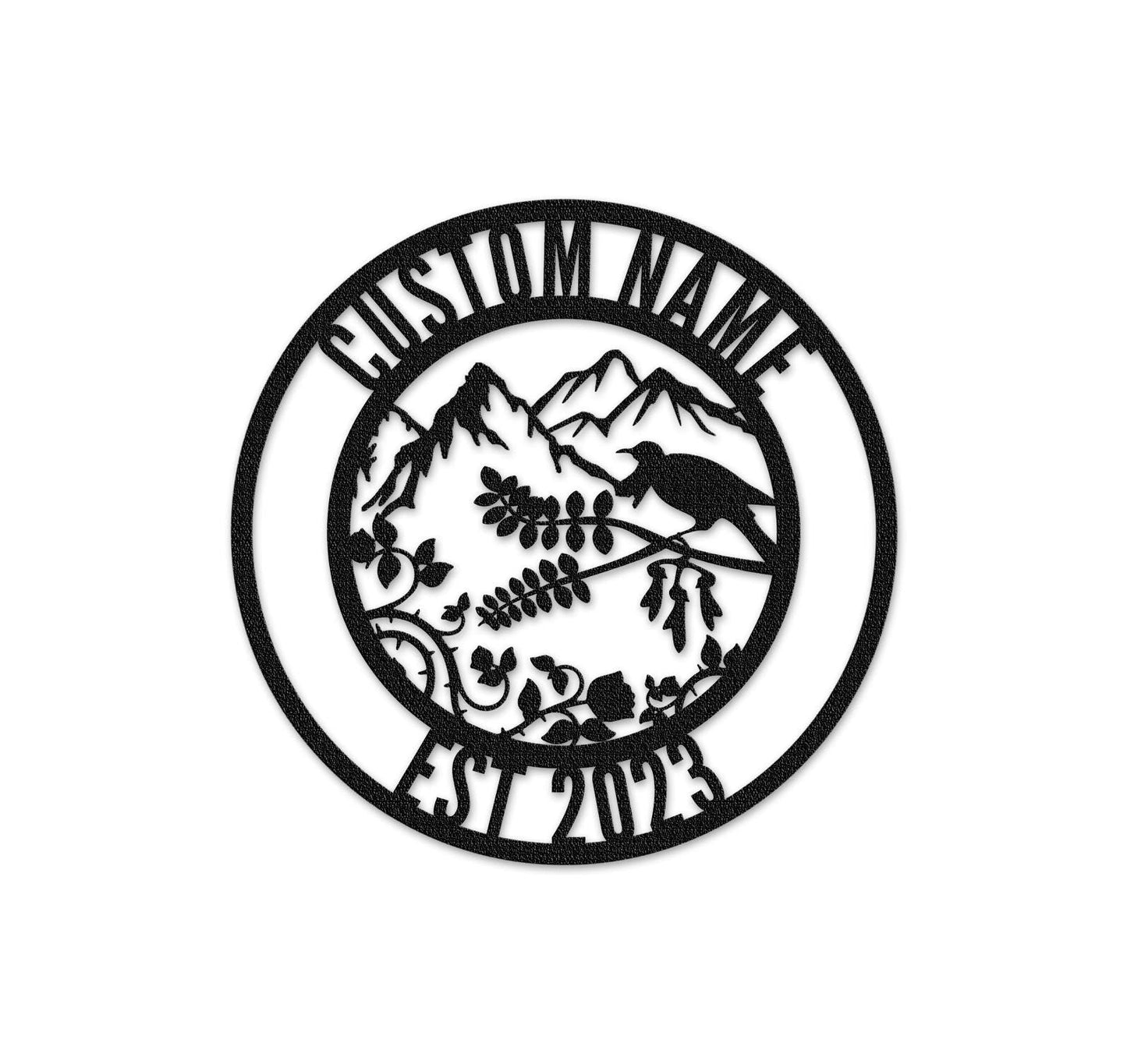 Custom Bird Mountain Sign,Bird Wall Art,Garden Wall Decor,Indoor Decor,Room Decoration,Housewarming Gift,Family Name Sign,Last Name Sign,