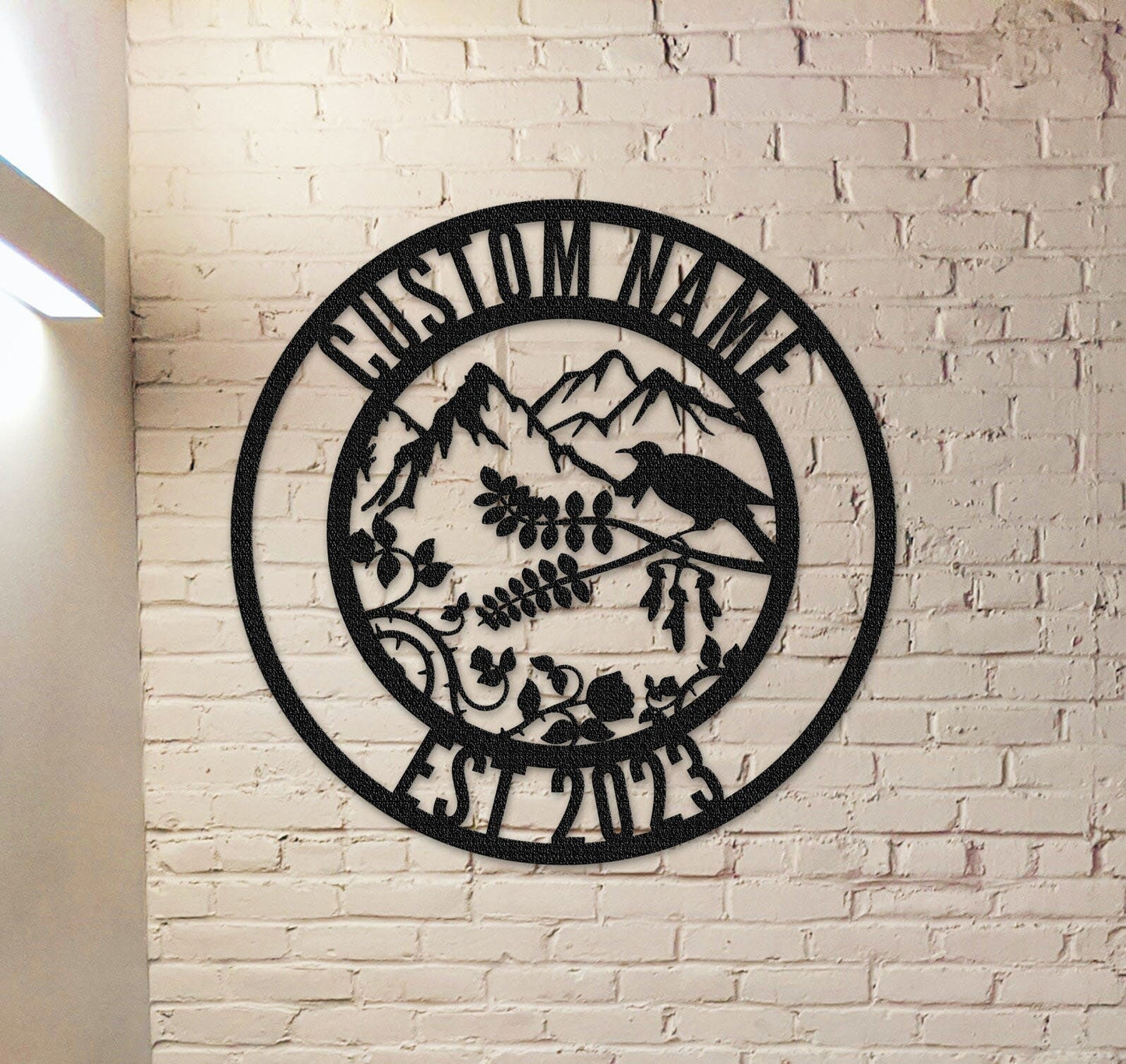 Custom Bird Mountain Sign,Bird Wall Art,Garden Wall Decor,Indoor Decor,Room Decoration,Housewarming Gift,Family Name Sign,Last Name Sign,