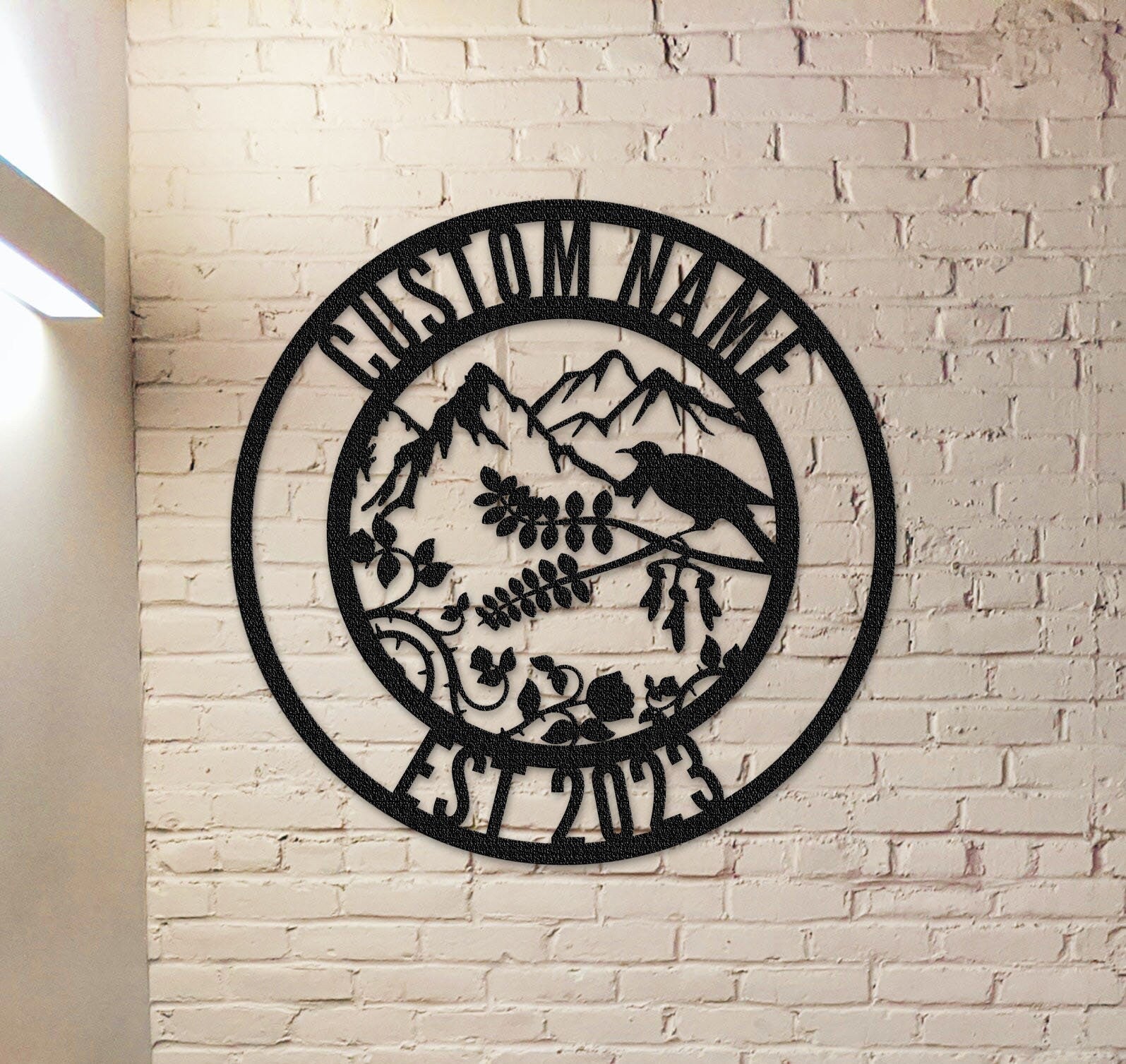 Custom Bird Mountain Sign,Bird Wall Art,Garden Wall Decor,Indoor Decor,Room Decoration,Housewarming Gift,Family Name Sign,Last Name Sign,