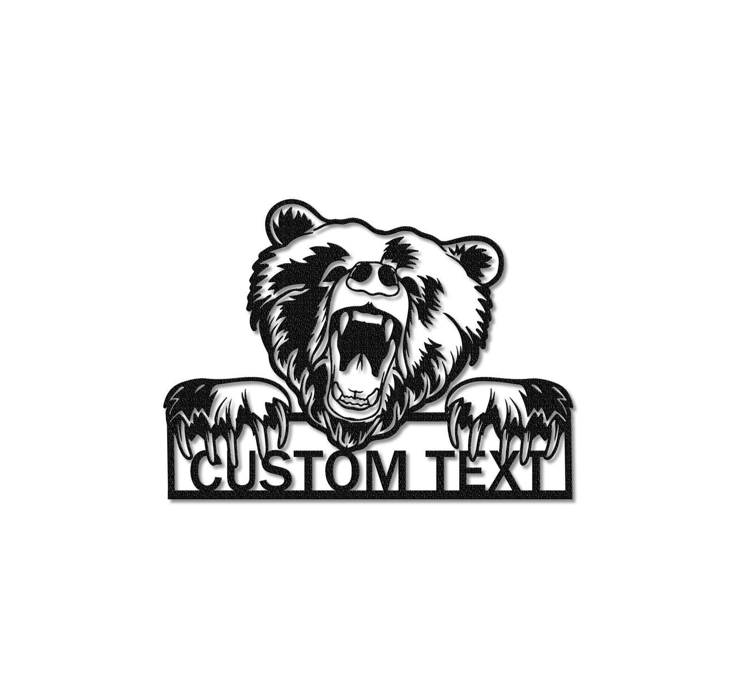 Custom Bear Metal Sign,Grizzly Bear Sign,Personalized Bear Name Sign,Bear Wall Decor,Bear Monogram,Outdoor Bear Decor,Front Door Sign