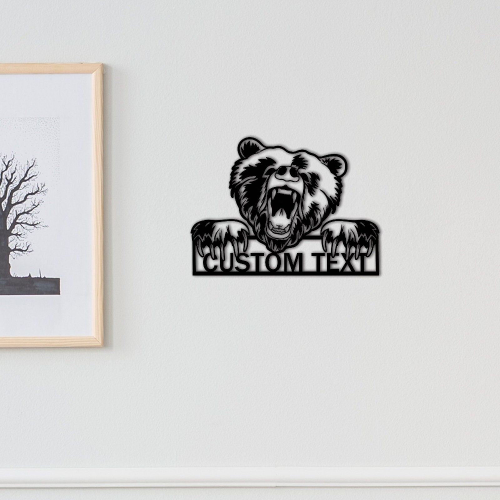 Custom Bear Metal Sign,Grizzly Bear Sign,Personalized Bear Name Sign,Bear Wall Decor,Bear Monogram,Outdoor Bear Decor,Front Door Sign
