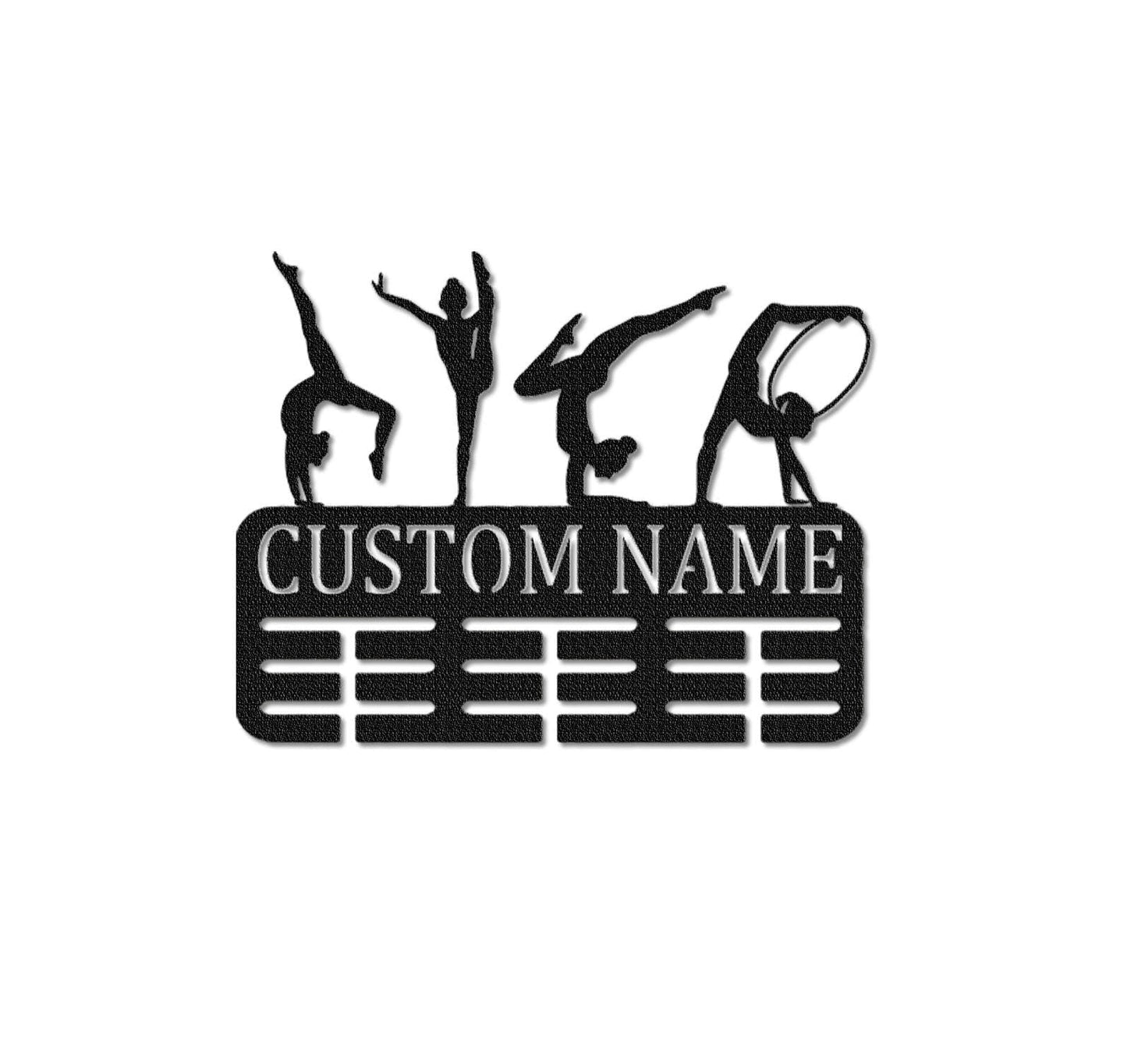 Custom Gymnastics Medal Holder,Personalized Gymnast Name Medal Hanger,8 Rungs for Medals & Ribbons,Gymnast Medal Display Awards Sign
