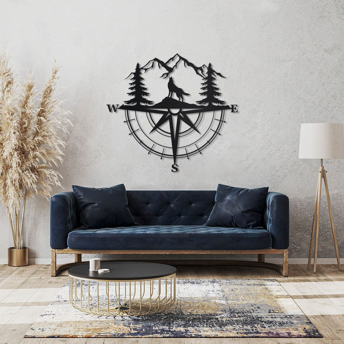 Wolf Compass Sign, Wolf Metal Sign, Metal Wolf Sign, Wolf Sign, Metal Family Sign, Housewarming Gift, Home Decor, Backyard Sign