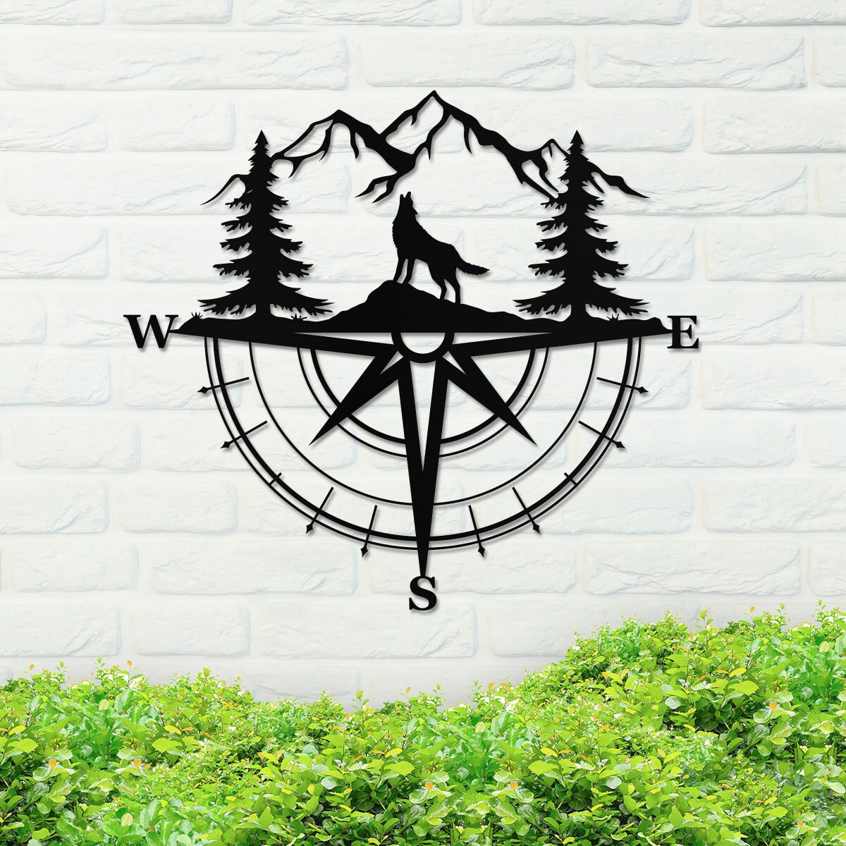 Wolf Compass Sign, Wolf Metal Sign, Metal Wolf Sign, Wolf Sign, Metal Family Sign, Housewarming Gift, Home Decor, Backyard Sign