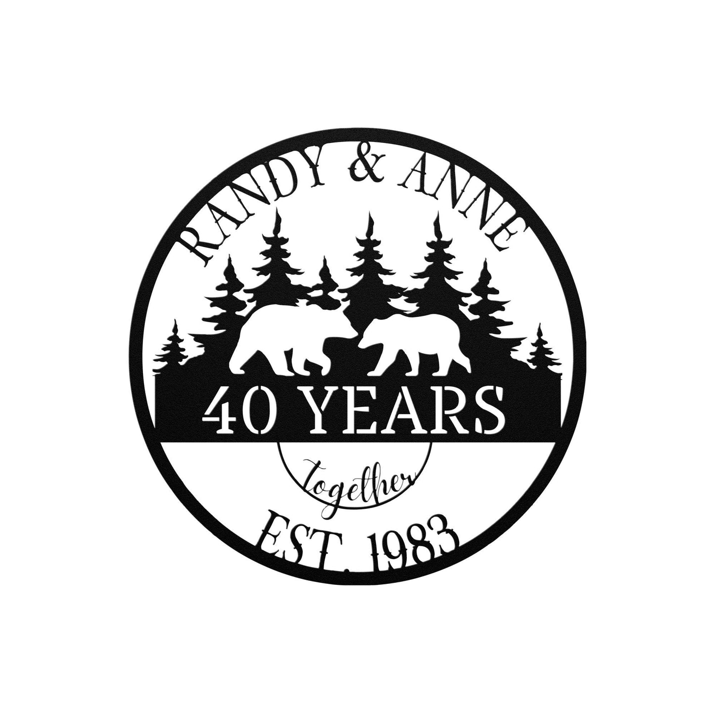 40th Anniversary Gift, Gift For Parents, Wedding Anniversary Metal Sign, Parents Anniversary, Bear Metal Sign